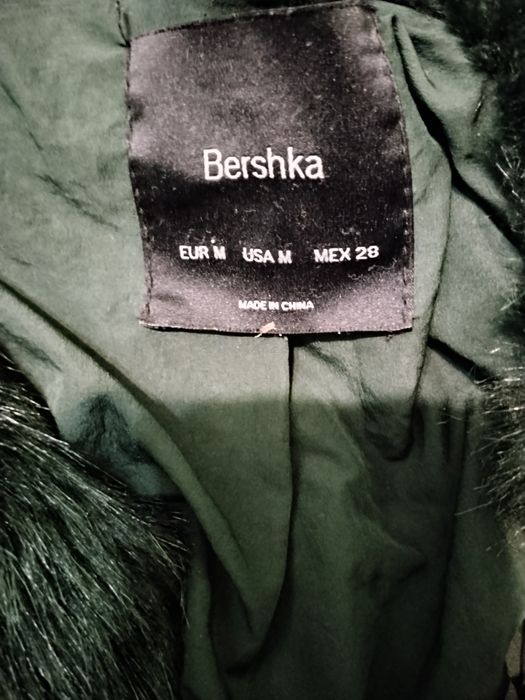 Дамски лот палто от изкуствен косъм + кожен клин+ пухена яка