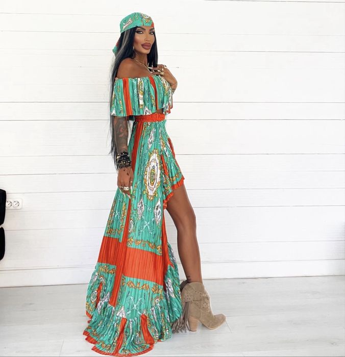 Compleu 3 piese (bluza fusta si turban) by JDR