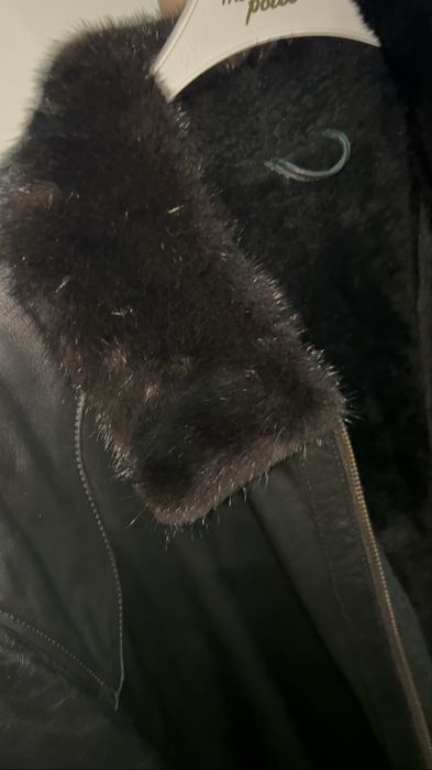 Мужская зимняя дубленка с натуральным норковым воротником