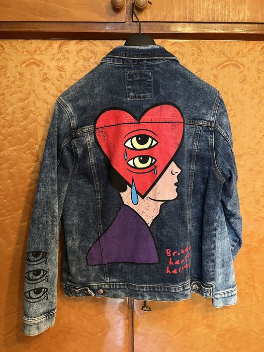 Дънково мъжко яке с Рисунка - Zara