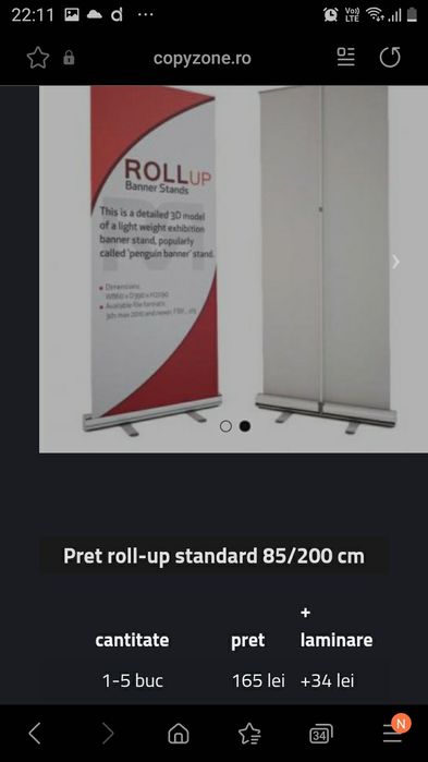 Banner retractabil 200cm ×85 cm