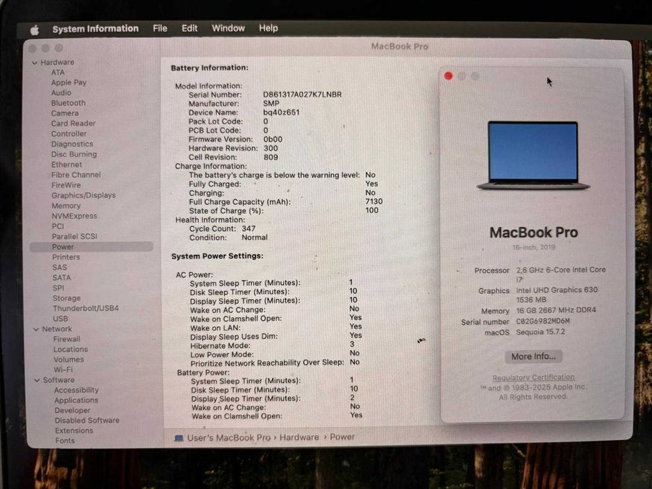 Macbook Pro 2019 16inch Touchbar I7, 16Gb Ram, 500gb ssd