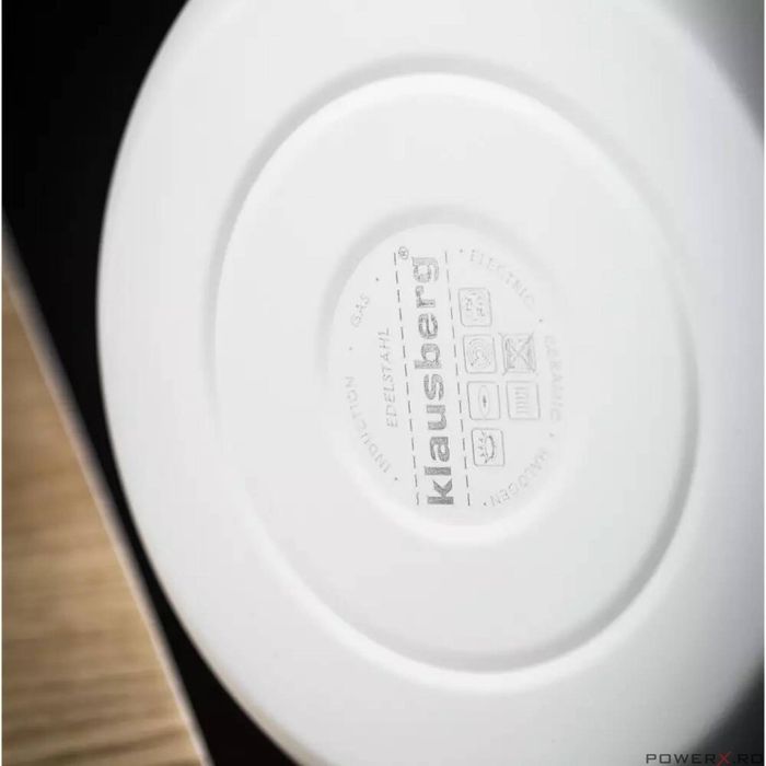 Ceainic, fierbator cu fluierat din otel inoxidabil, alb, cu maner din