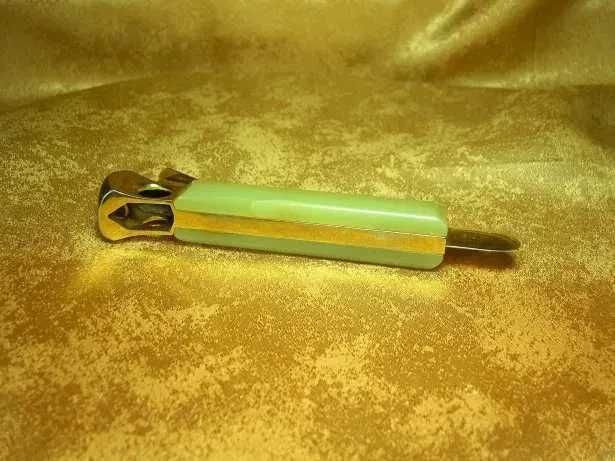 Tobacciana! Ghilotina trabuc Solingen, placata aur, onix, vintage