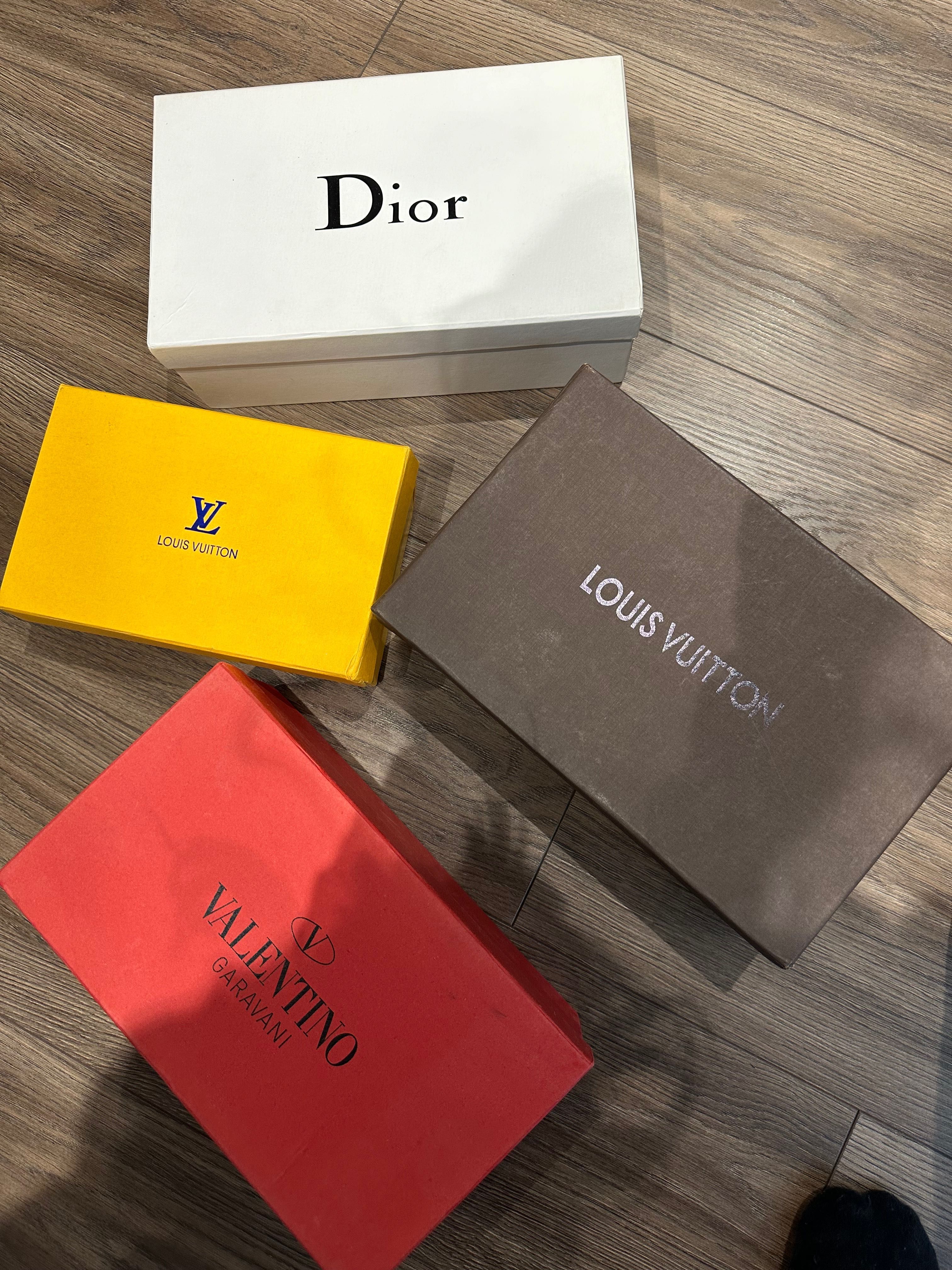 Кутии на DIOR, VALENTINO, Louis Vuitton празни