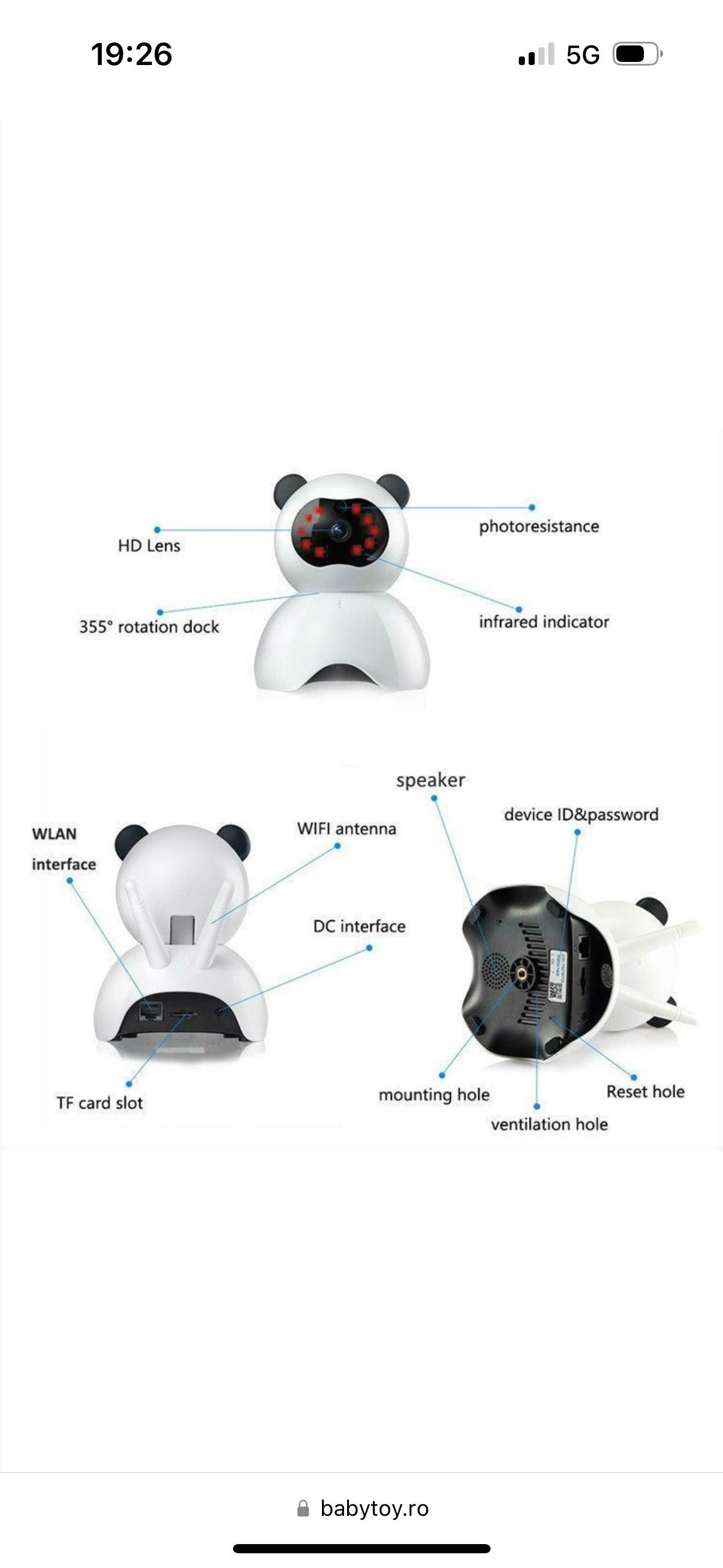 Baby Monitor Wireless BabyToy AR18 , monitorizare video audio bebelusi