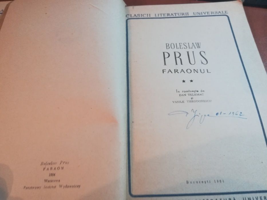 Bolesław Prus-,,Faraonul"-Editura pentru Literatura Universala-1954