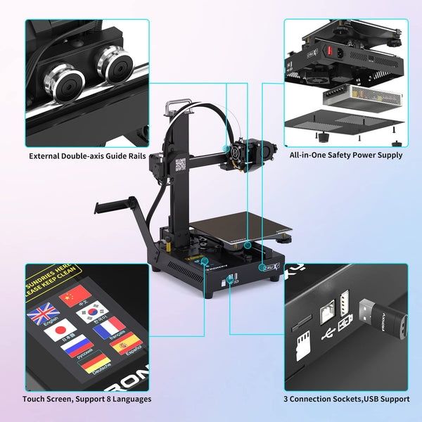 Imprimantă 3D TRONXY CRUX1 cu placă de imprimare PEI, extruder cu acți