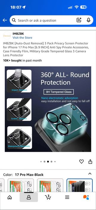 Set 3 folii privacy ecran iPhone 17ProMax