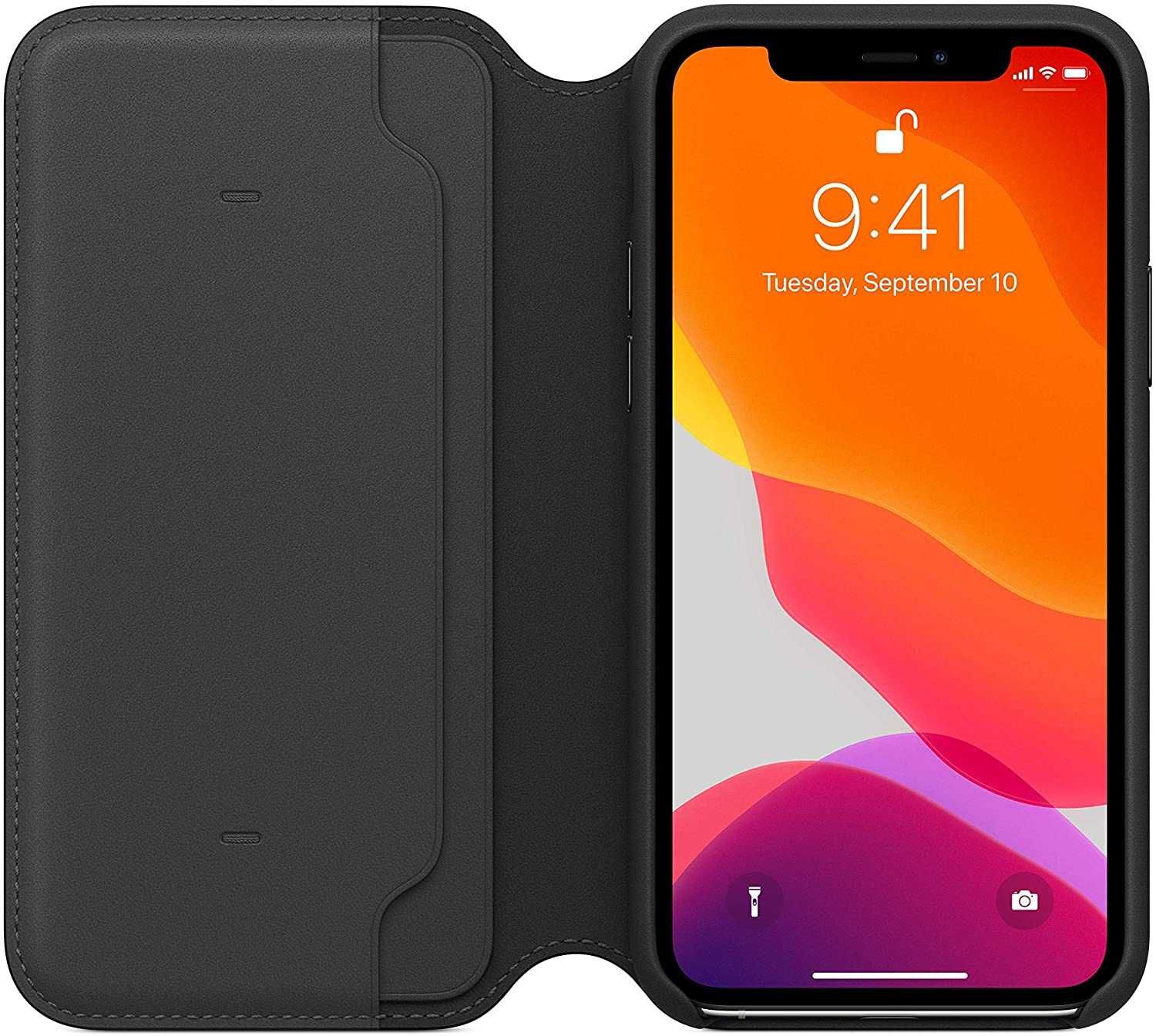 Husa iPhone 11 Pro Leather Folio Black, MX062ZM/A, originala Apple