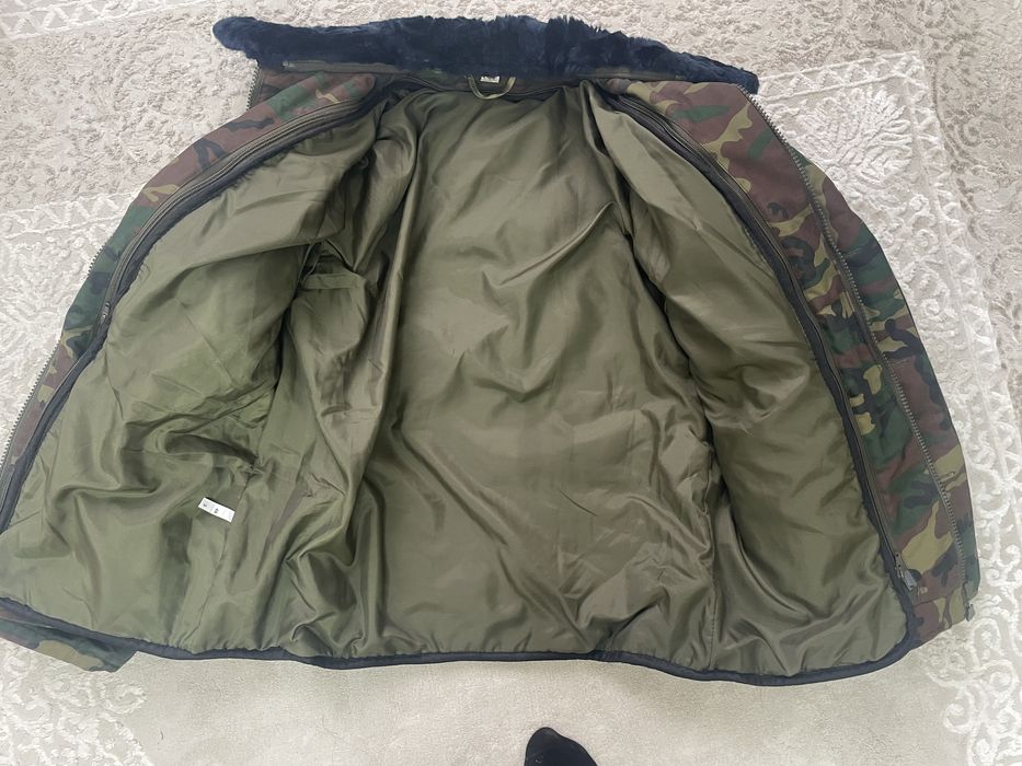 Бушлат комуфлированный зимний на подкладе с брюками, свитер зеленый