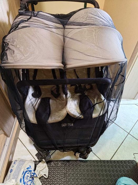 Комарник/ мрежа за бебешка количка за близнаци в черен цвят