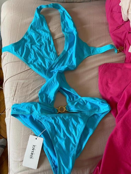 Costum de baie intreg monokini Versace ITALIA - M - turcuaz albastru