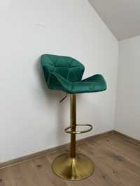 scaun tip bar verde cu auriu