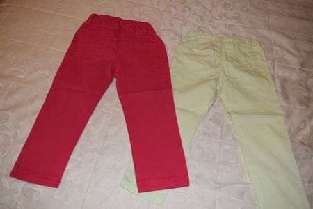 2 Pantaloni eleganti, culori deosebite , H&M, (COPII 4-5 ANI)