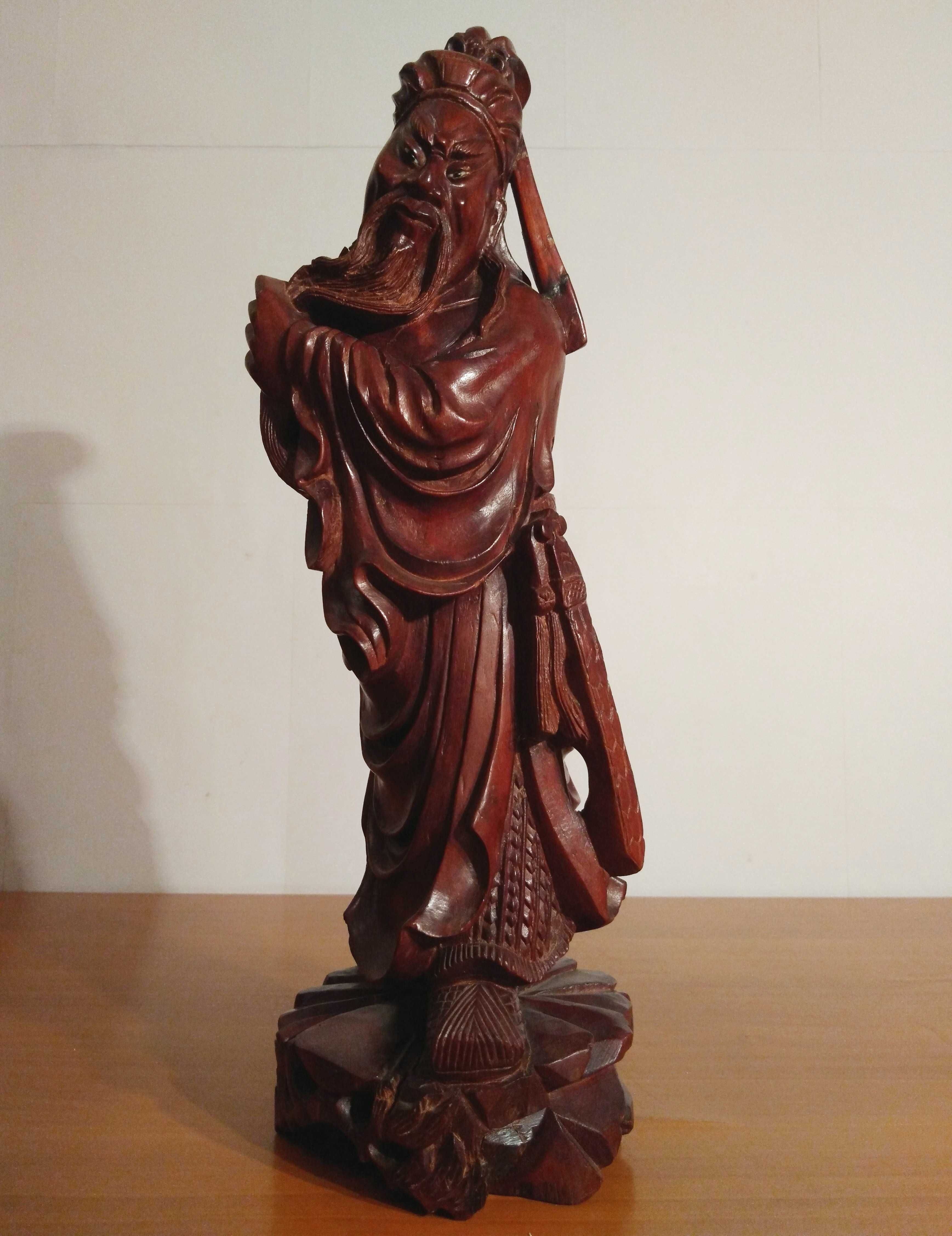 Statueta asiatica Feng Shui, protectie afaceri|Guan Yu sculptat| veche