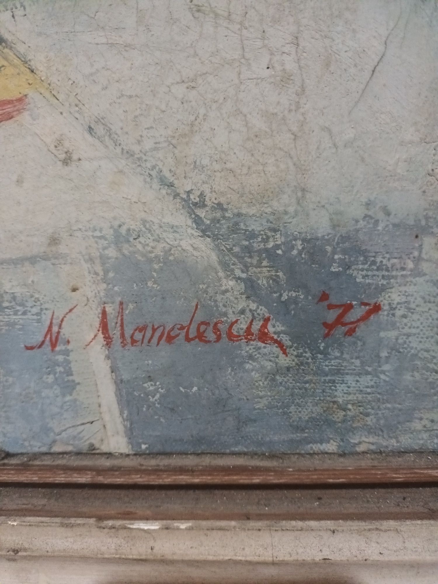 Tablou pictat pe panza N Mandescu 1977 pret 1000ron neg