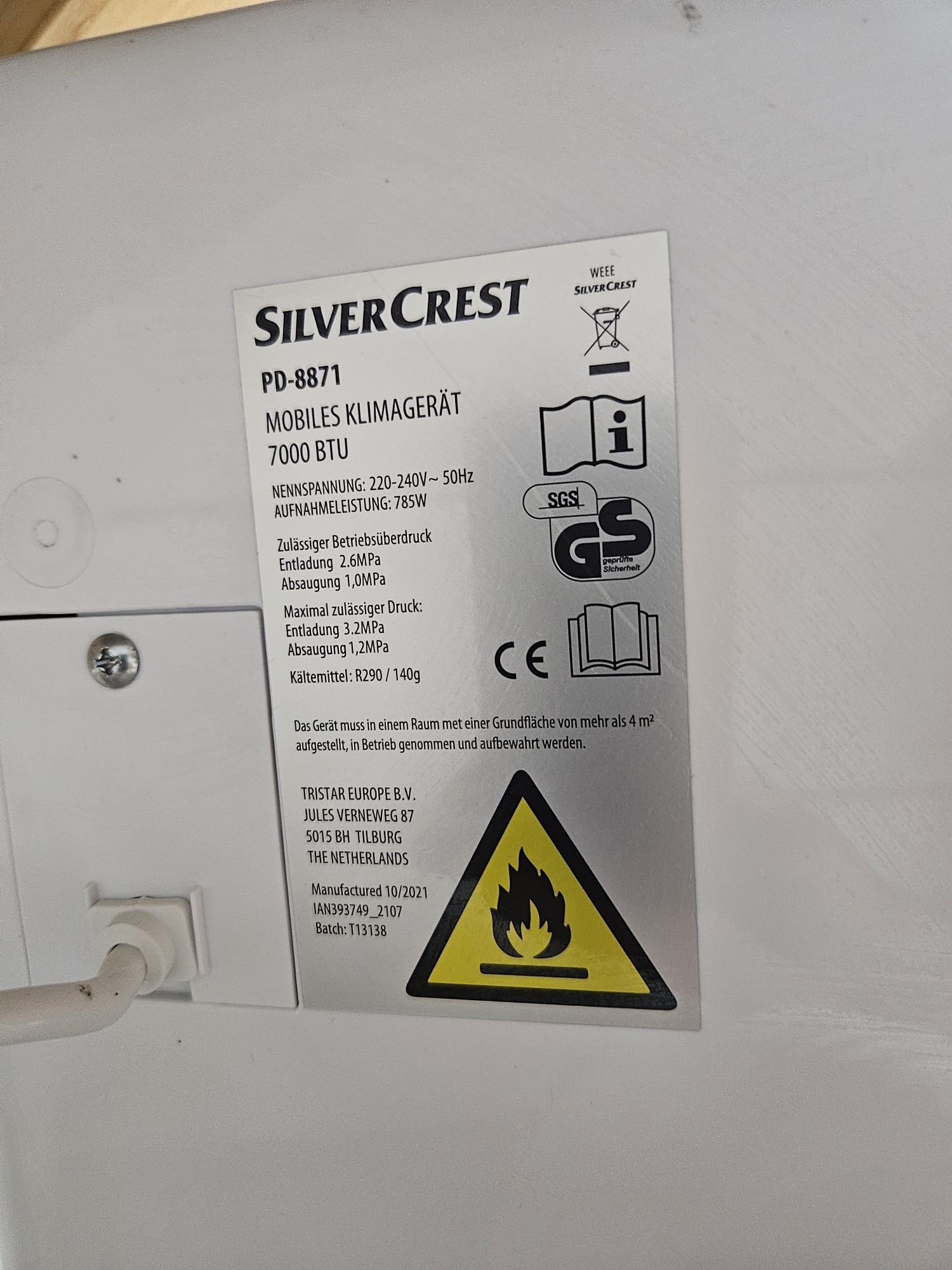Aer conditionat portabil SILVERCREST, 7000 BTU, nou