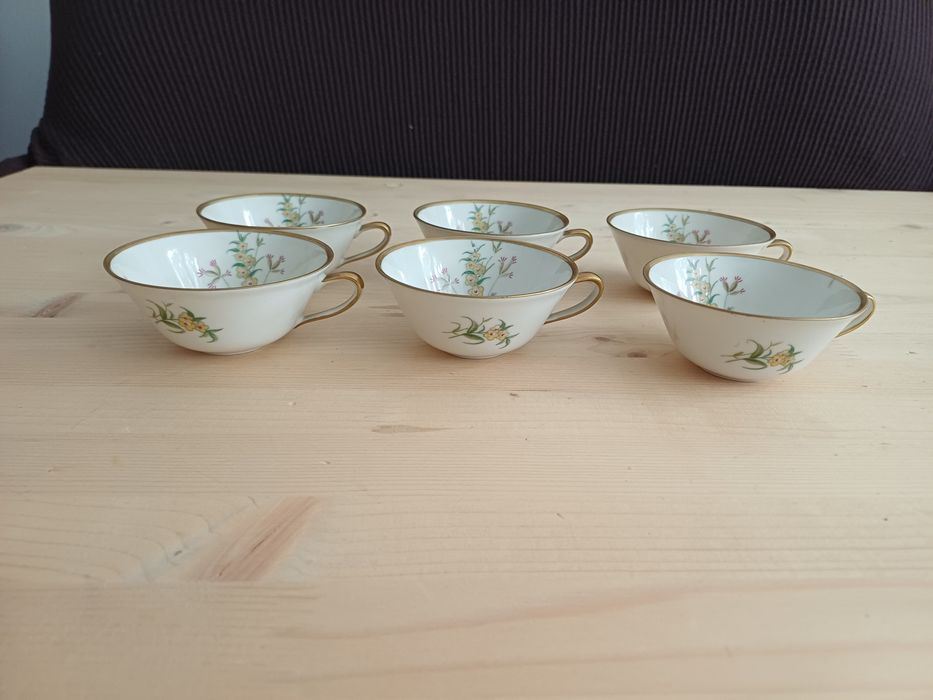 Set 6 cescute si farfurioare portelan Weimar, servire cafea, vintage