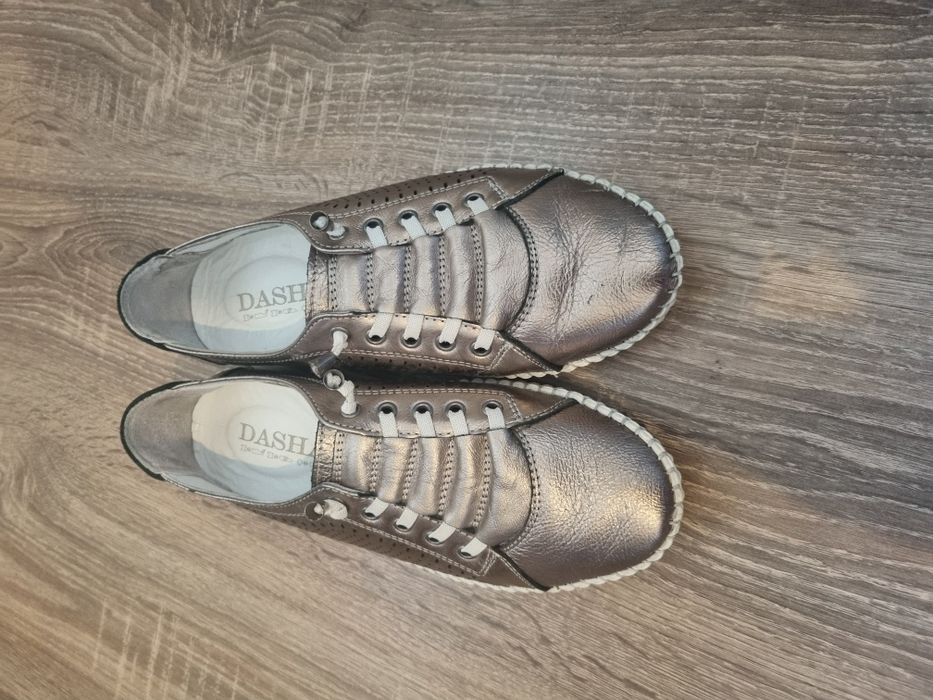 Pantofi casual dasha bronz din piele perforata