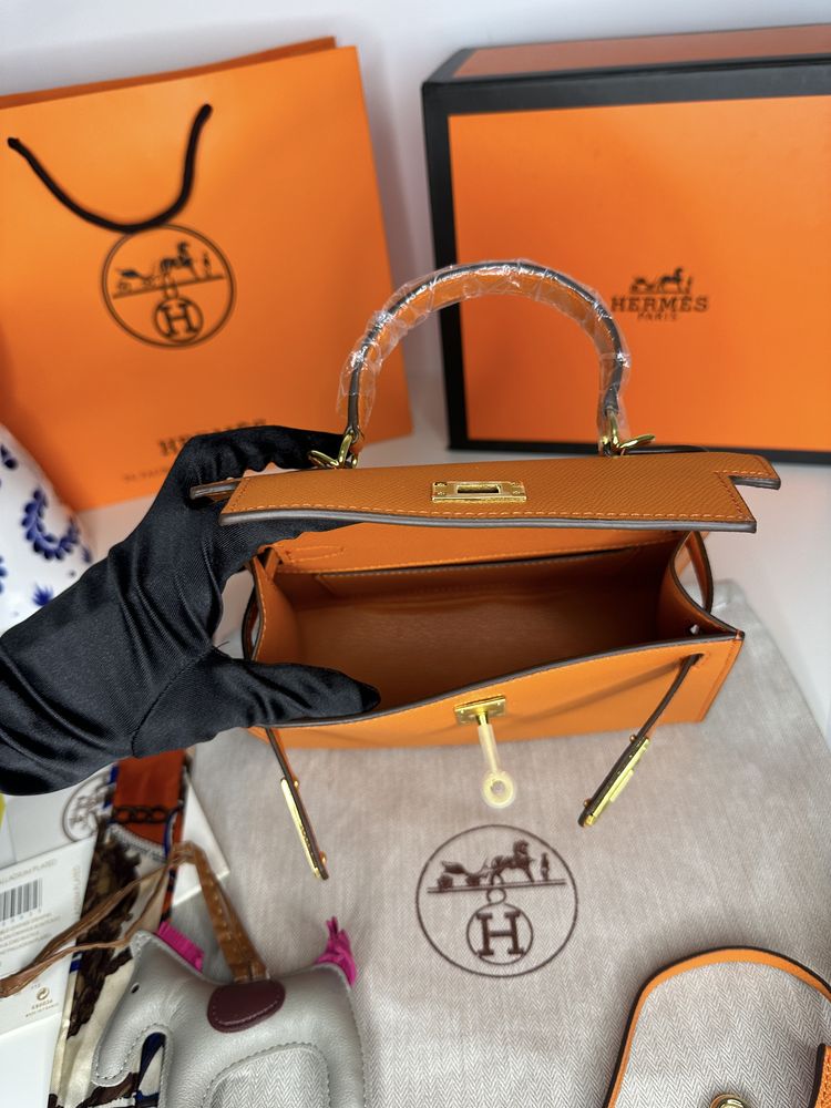 Geanta de lux HERMES Kelly 22 cm piele naturala 100% cadou