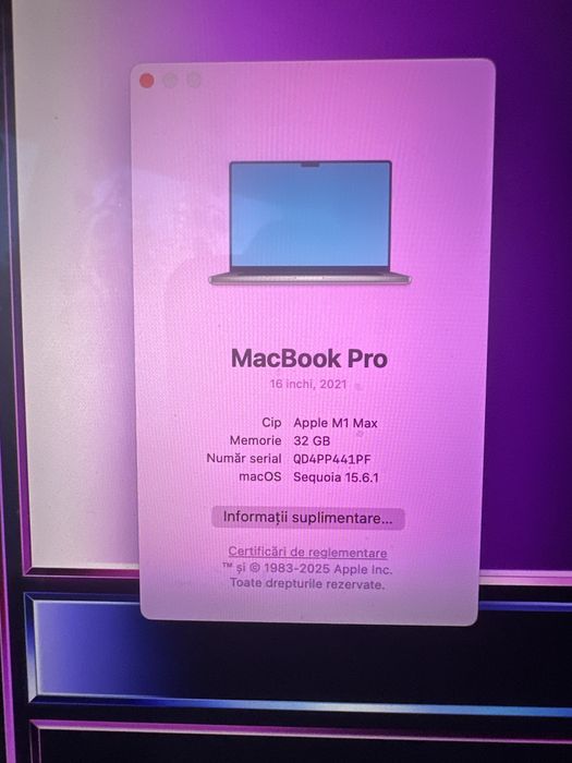MacBook pro  2021 M1 /32 GBRam / 1TB SSD -Stare impecabila