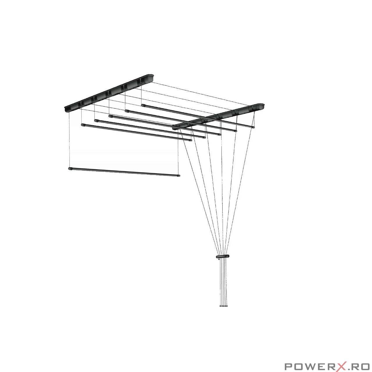 Uscator rufe de tavan, 6x100 cm, negru, Sepio