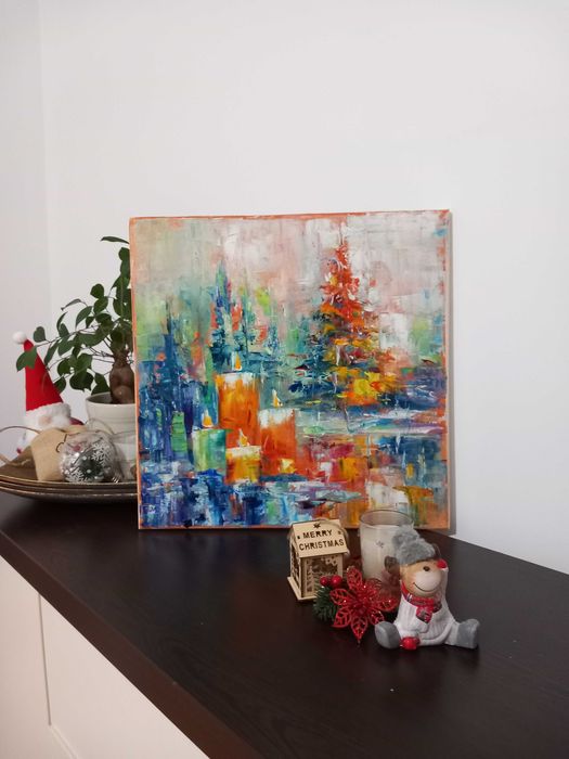 Абстрактна ръчно рисувана картина с маслени бои върху платно