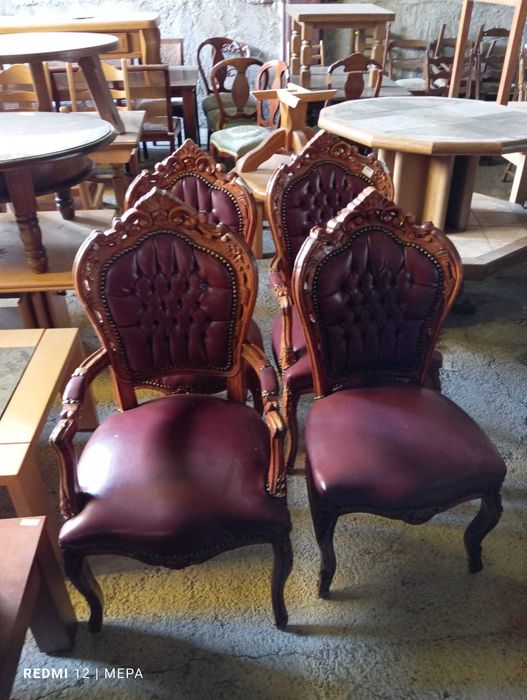 Бароков стол дърворезба и кожени внос от Европа