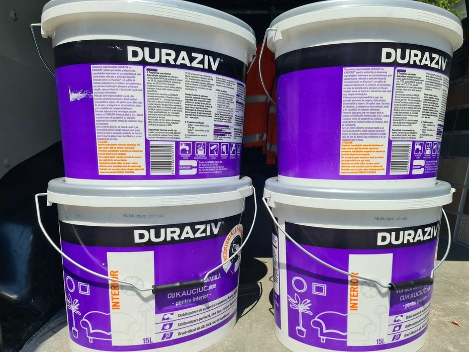 DURAZIV Lavabila cu KAUCIUC alba pentru interior 15 L - DURAZIV