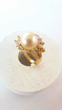 Inel aur 18K, diamante și perla, naturale ! (mveky49)