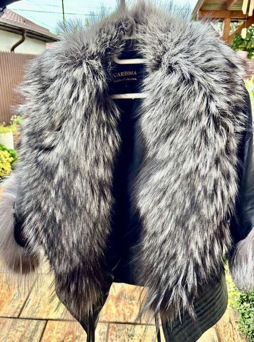 Geaca dama din piele si blana naturala