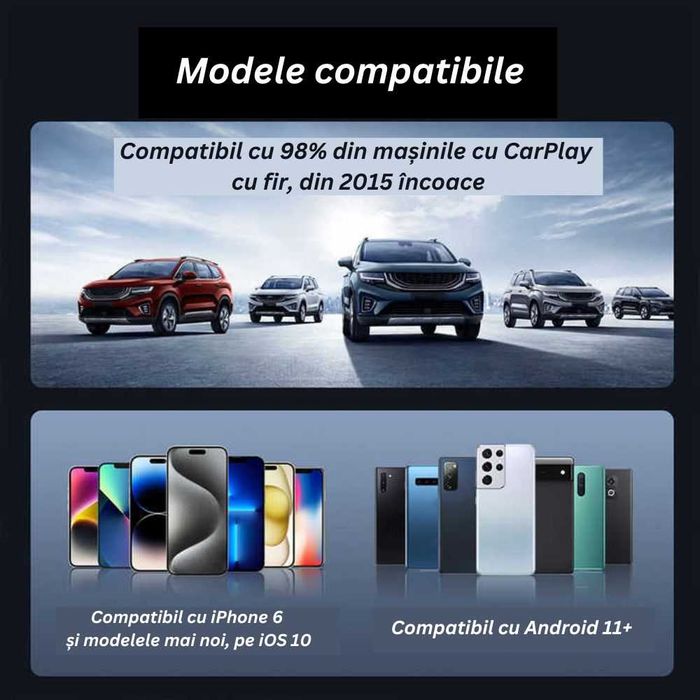 Adaptor Auto 2 in 1 CarPlay Wireless – Compatibil iPhone si Android
