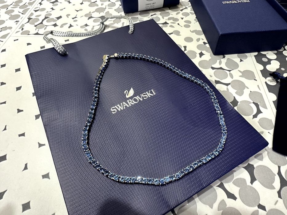 Colier Swarovski Matrix Tennis bleumarin