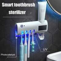 Топ цена! UV стерилизатор за четки за зъби + дозатор + поставка 3 в 1
