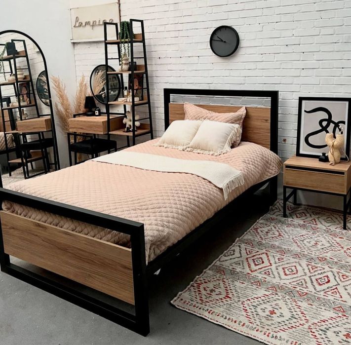 Loft dizayndagi spalniy krovat спальный кроват одноместный двухместный