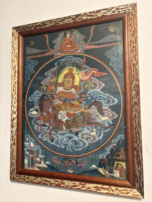 Tablou decorativ Thangka tibetană – artă budistă imprimată pe pânză