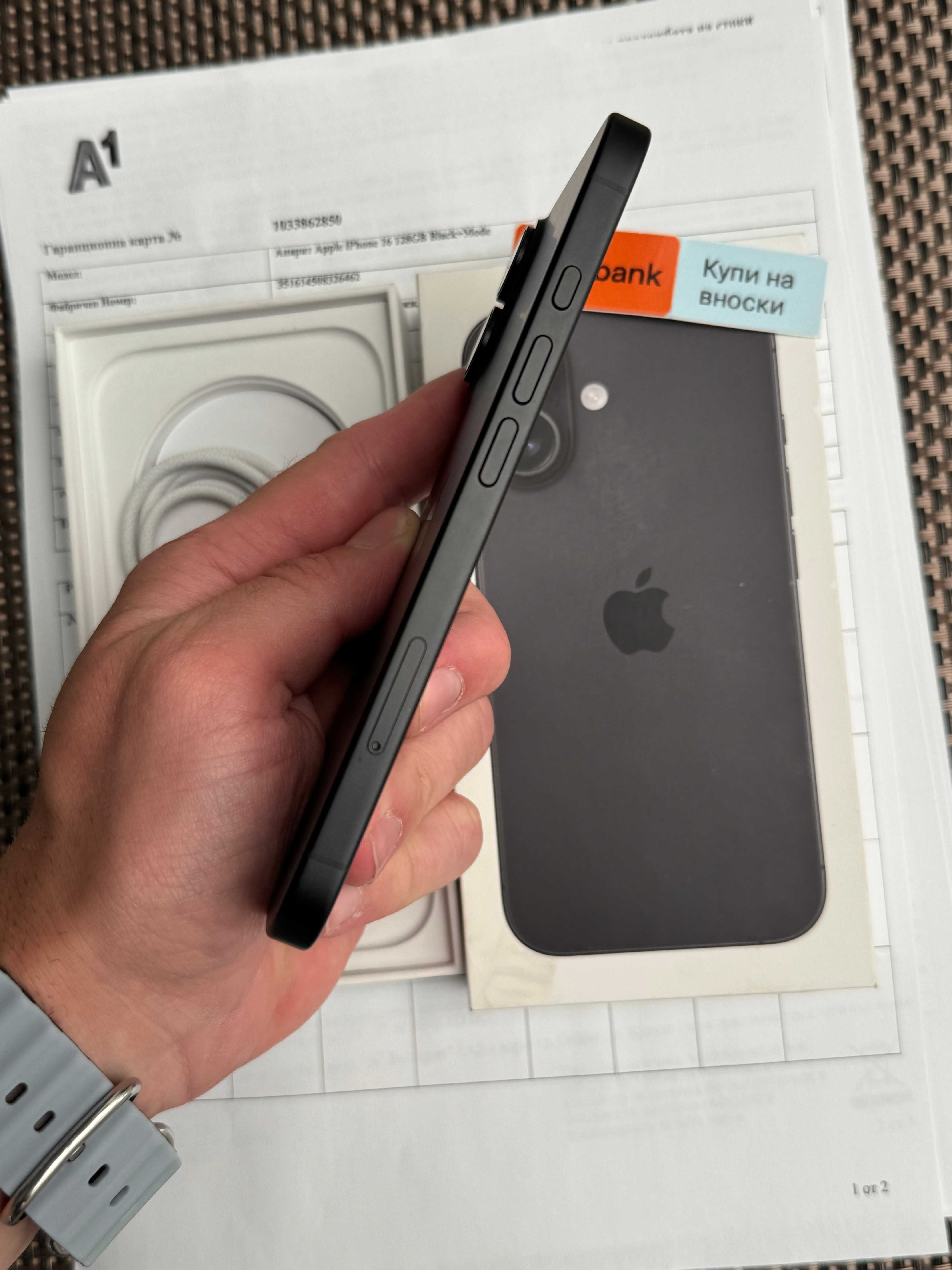24м ГАРАНЦИЯ + Застраховка iPhone 16 Black Лизинг от 51лв/м 128GB чере