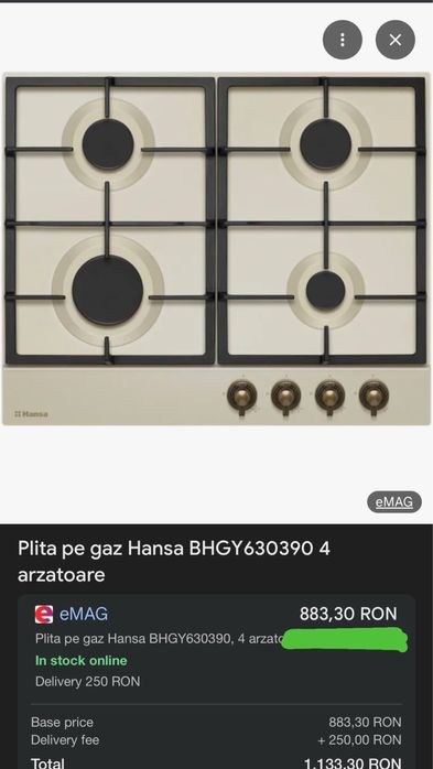 Plita pe gaz Hansa noua , nefolosita