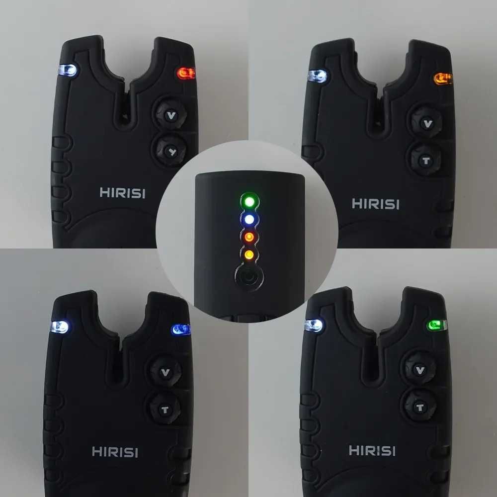 Комплект сигнализатори за риболов Hirisi SQ-4 – 4+1 с цветни обтегачи