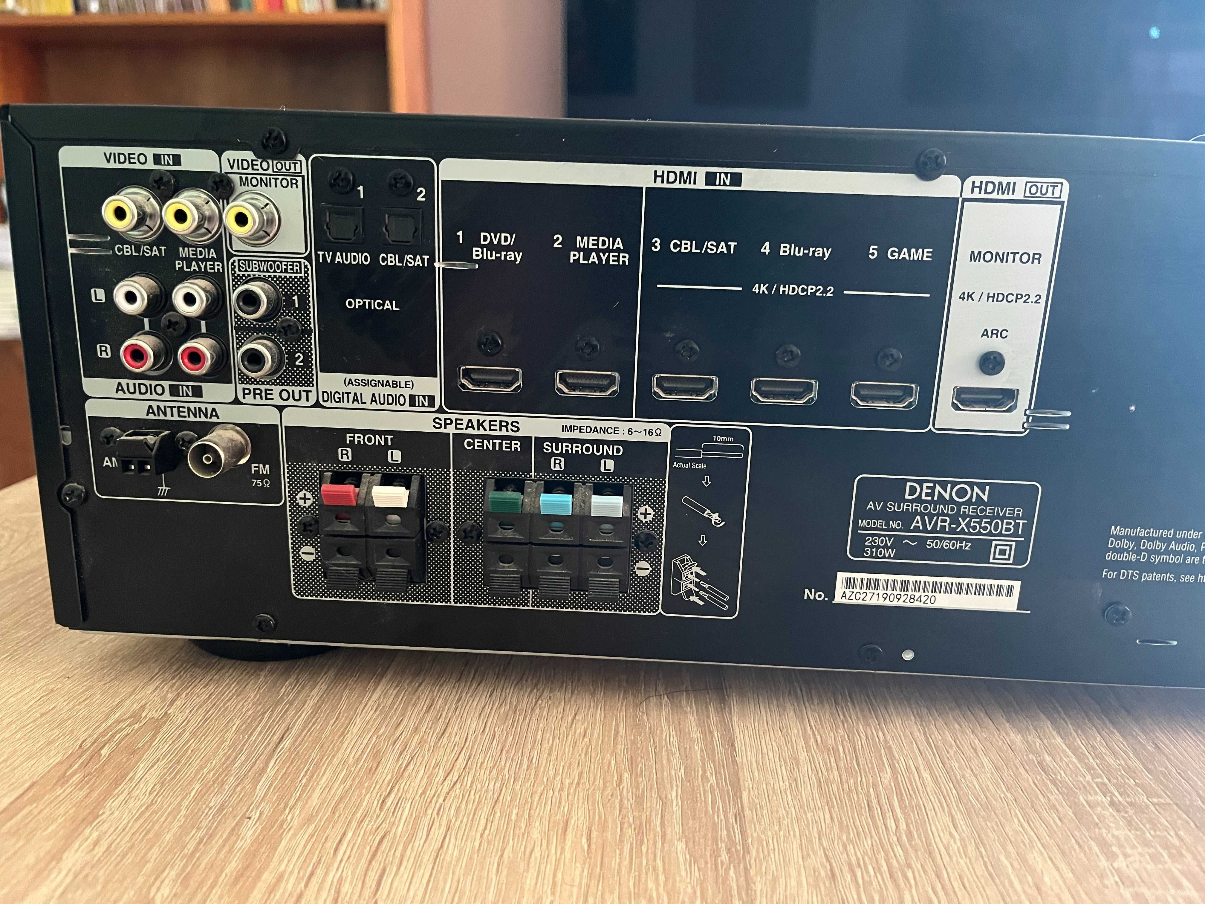 Усилвател DENON AVR-X550BT, Full 4K UHD, като нов