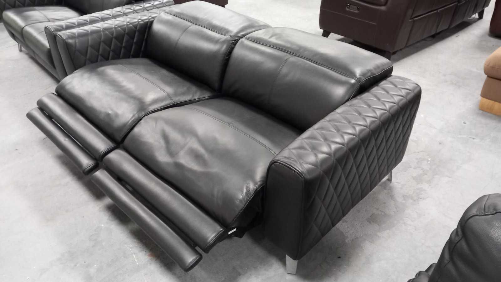 Черен комплект кожени дивани тройка и двойка "Tolouse"