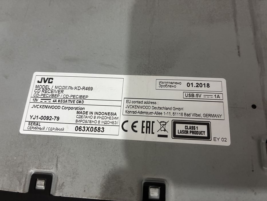 Radio CD player JVC 1DIN