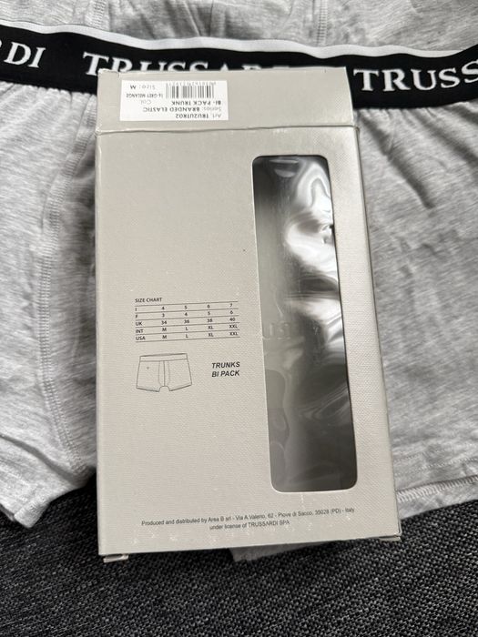 Trussardi set 2 boxeri gri cu banda neagra M noi originali