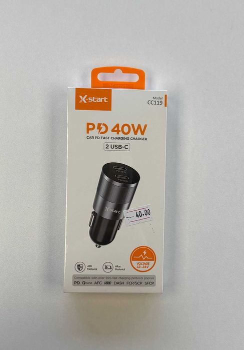 Incarcator Auto X-Start CC119,Dual port Type-C,Incarcare rapida, Negru