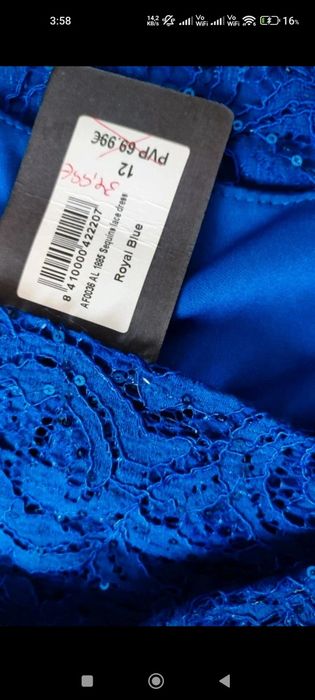 Rochie dantela elastica albastru regal M