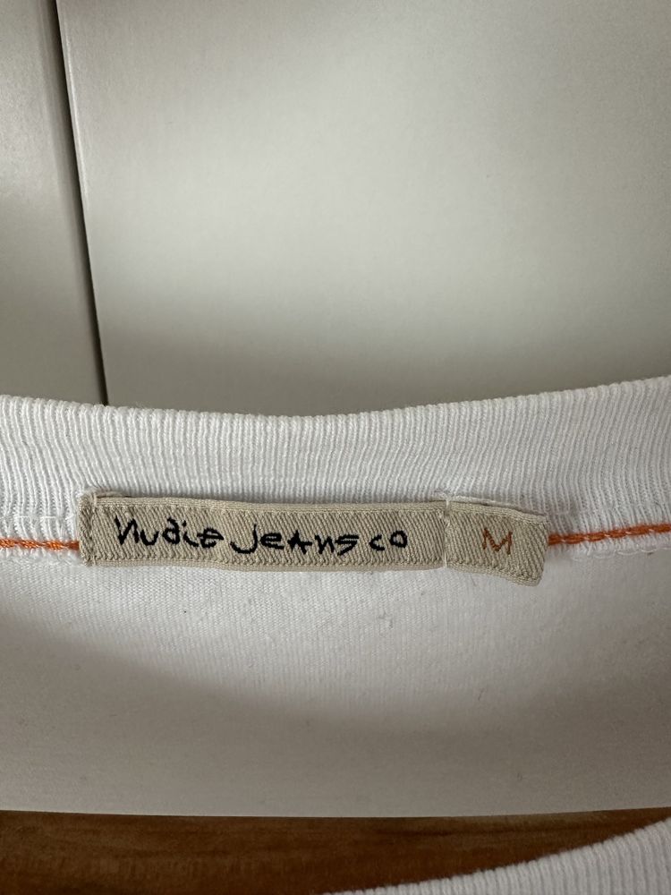 Tricou Nudie Jeans alb, Medium, Regular Fit