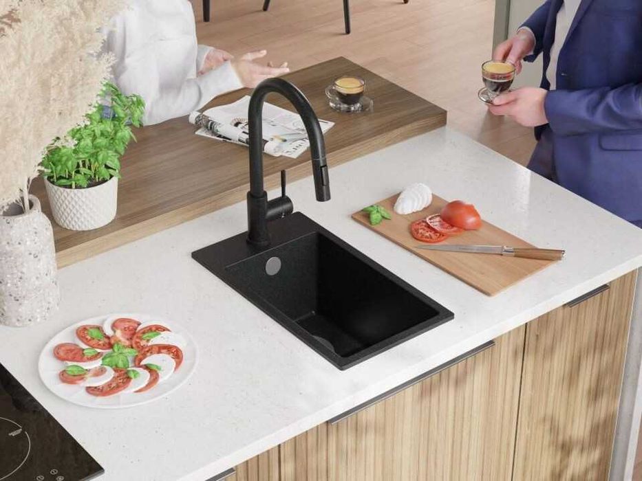 Графит кухненска гранитна мивка Рига 30 XL 280 x 500 mm