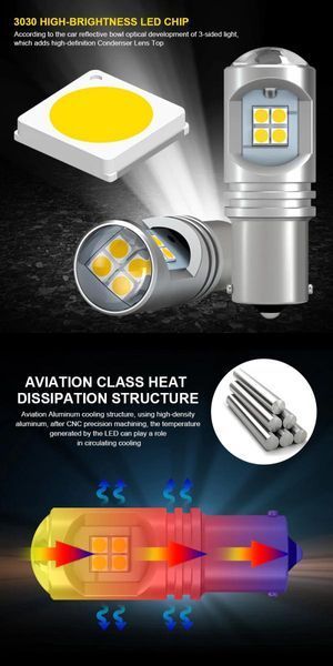 ЛЕД крушки 2бр. за стоп и габарит на автомобила P21/5W BAY15D- А3015-1