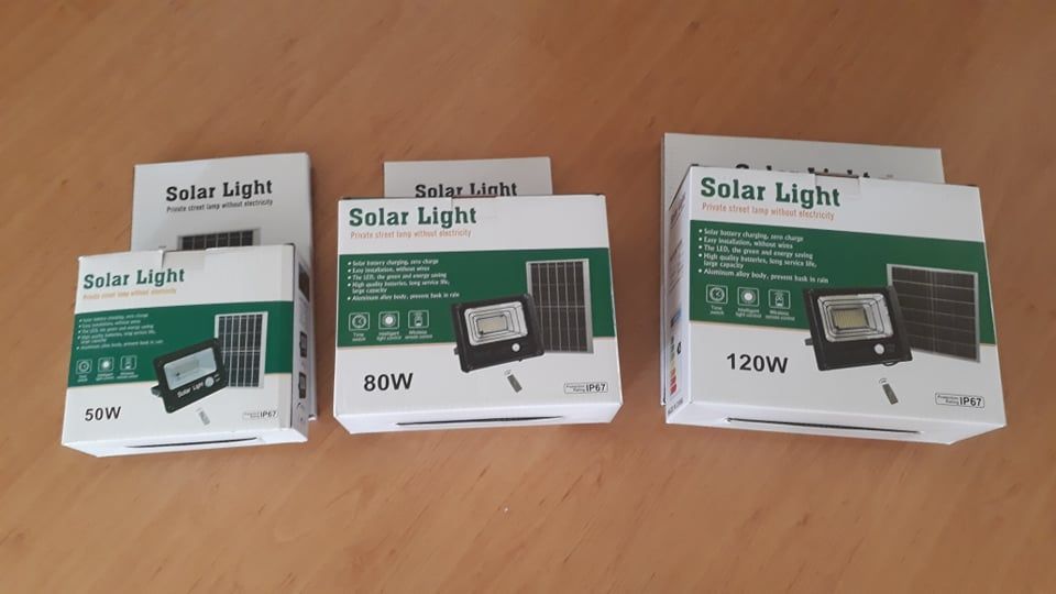 Мощна соларна лампа!!! 50W, 80W, 120W Реални ватове!